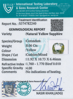 Yellow Sapphire - 8.06 Carat