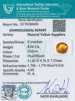 Yellow Sapphire - 8.06 Carat