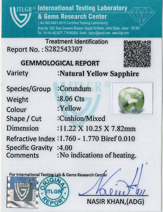 Yellow Sapphire - 8.06 Carat