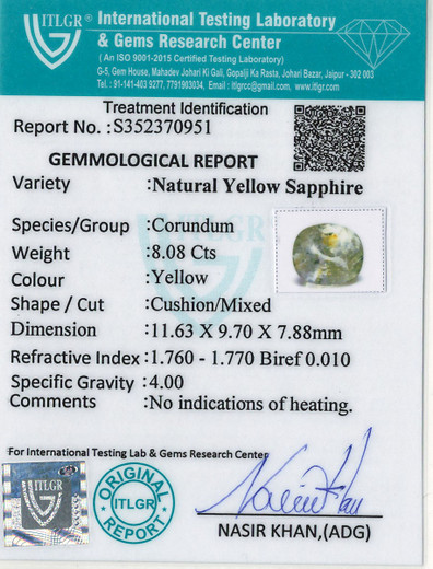 Yellow Sapphire - 8.08 Carat