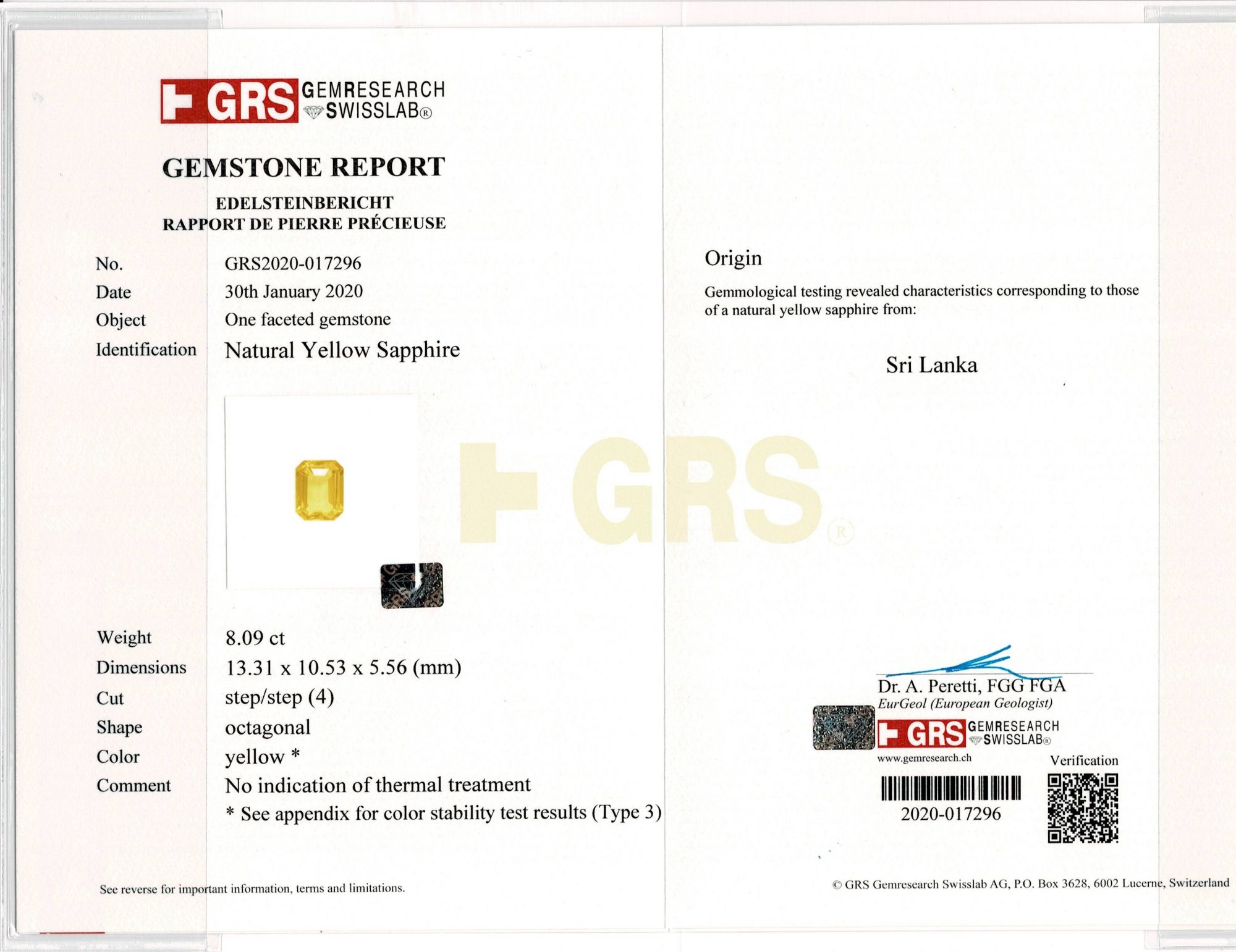 Yellow Sapphire - 8.09 Carat