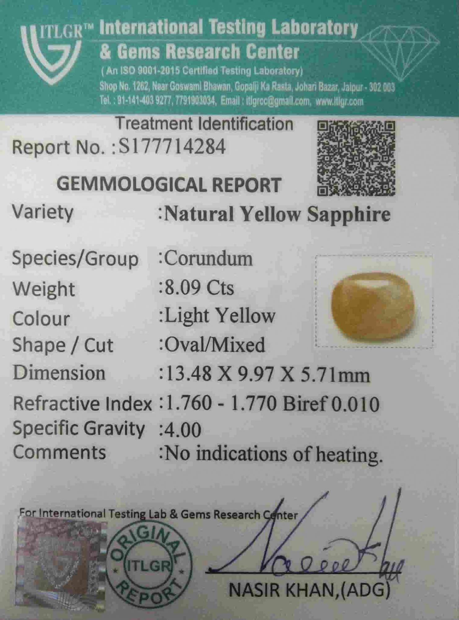 Yellow Sapphire - 8.09 Carat
