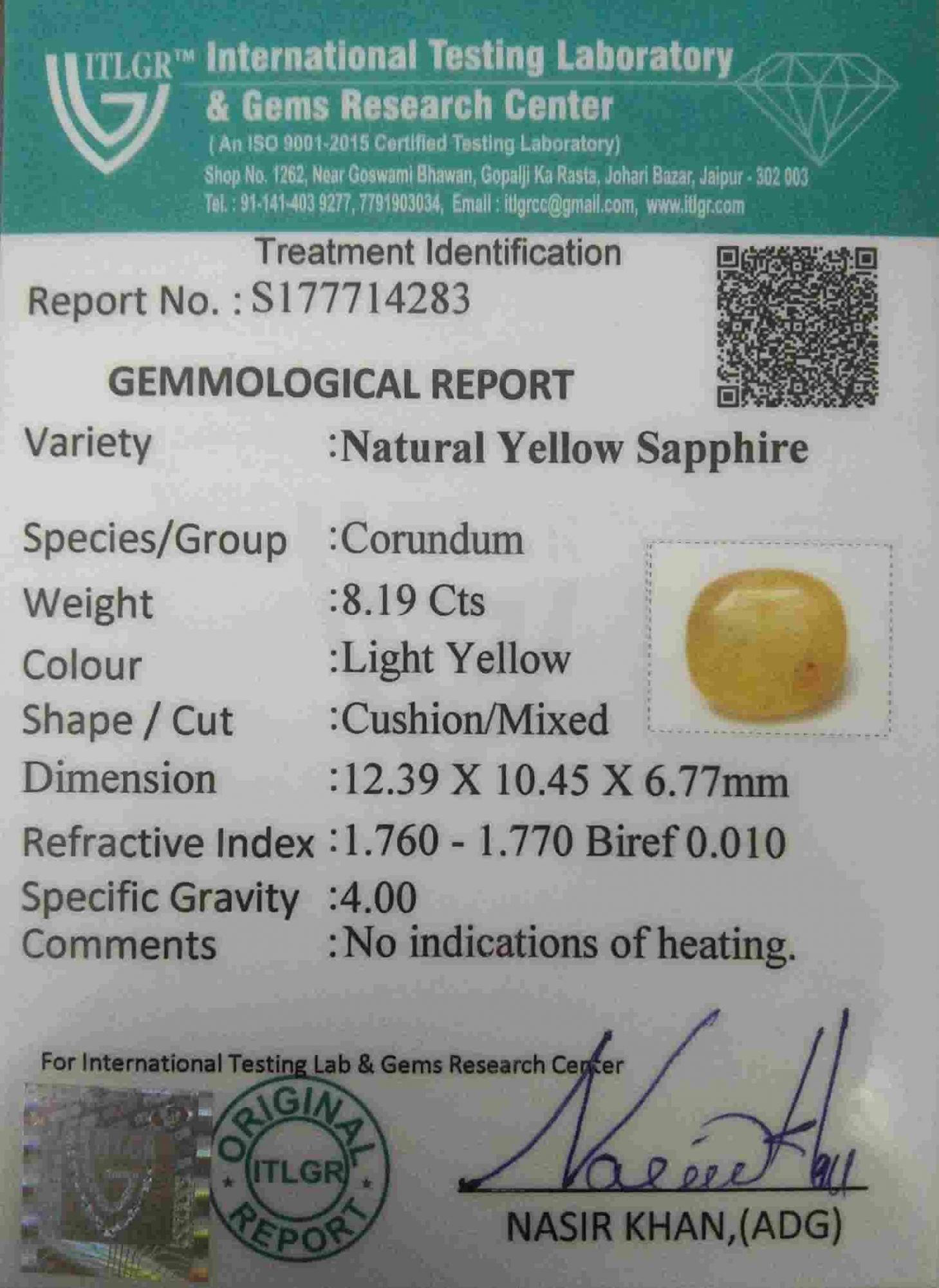 Yellow Sapphire - 8.19 Carat
