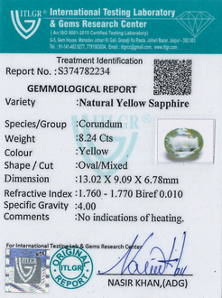 Yellow Sapphire - 8.24 Carat