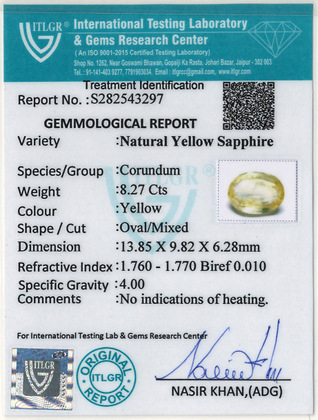 Yellow Sapphire - 8.27 Carat