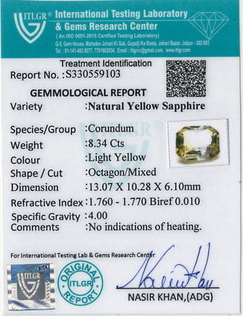 Yellow Sapphire - 8.34 Carat