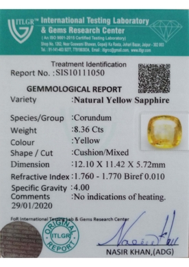 Yellow Sapphire - 8.36 Carat