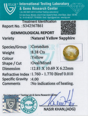 Yellow Sapphire - 8.38 Carat
