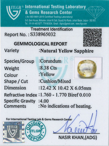 Yellow Sapphire - 8.38 Carat