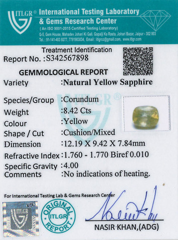 Yellow Sapphire - 8.42 Carat
