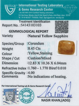 Yellow Sapphire - 8.43 Carat