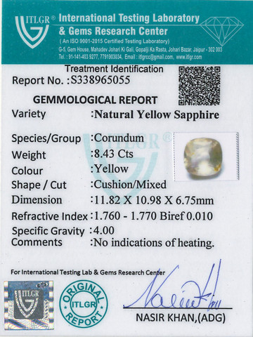 Yellow Sapphire - 8.43 Carat