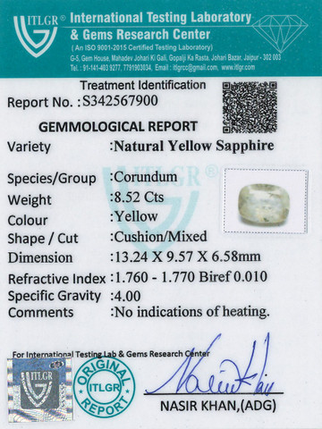 Yellow Sapphire - 8.52 Carat
