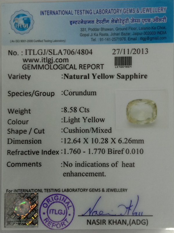Yellow Sapphire - 8.58 Carat