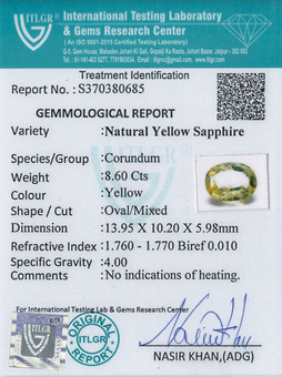 Yellow Sapphire - 8.6 Carat