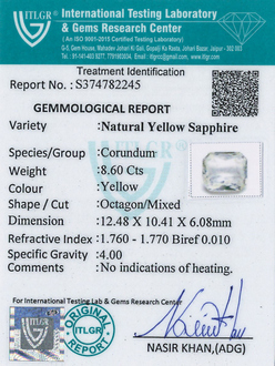 Yellow Sapphire - 8.6 Carat
