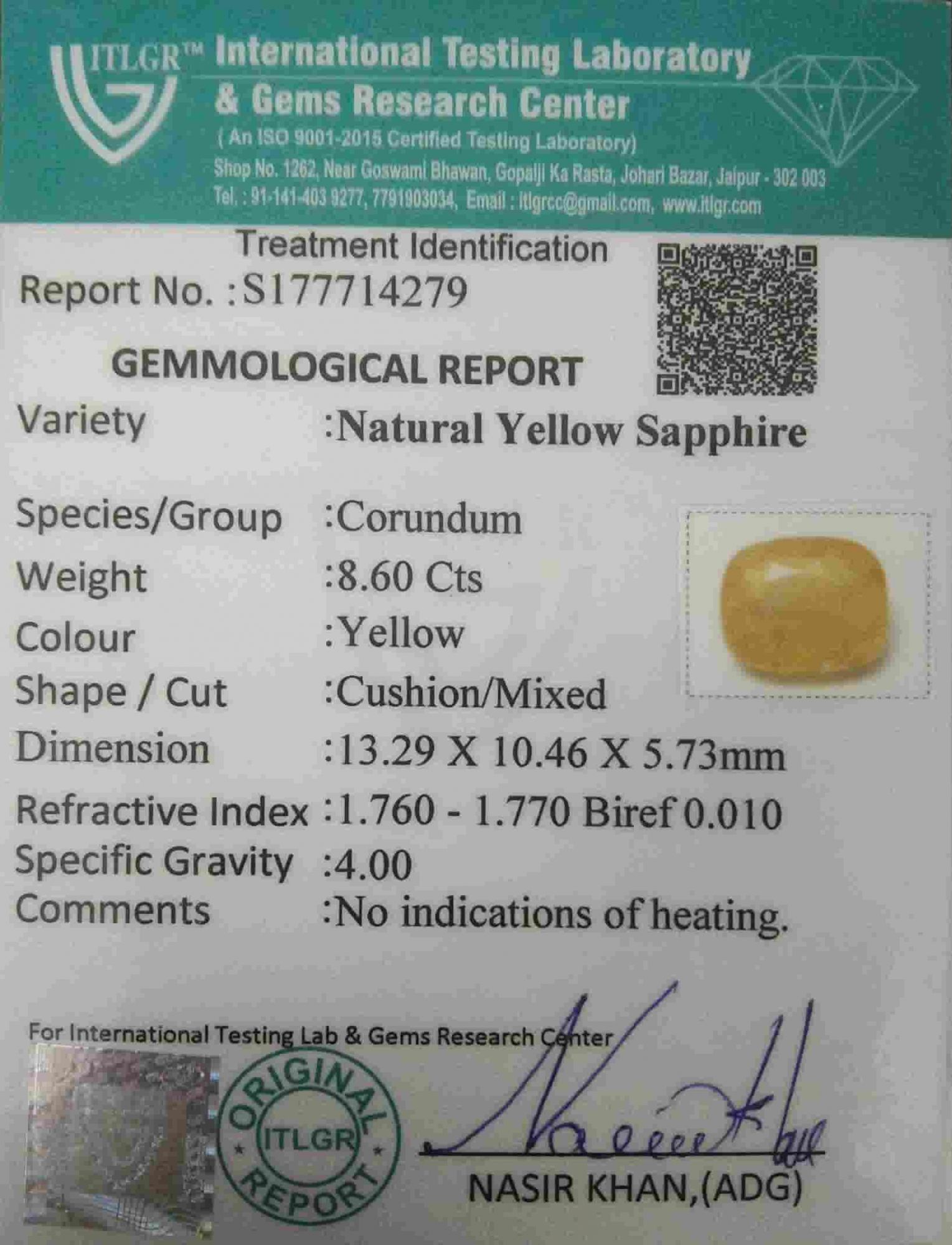 Yellow Sapphire - 8.60 Carat