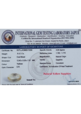 Yellow Sapphire - 8.62 Carat
