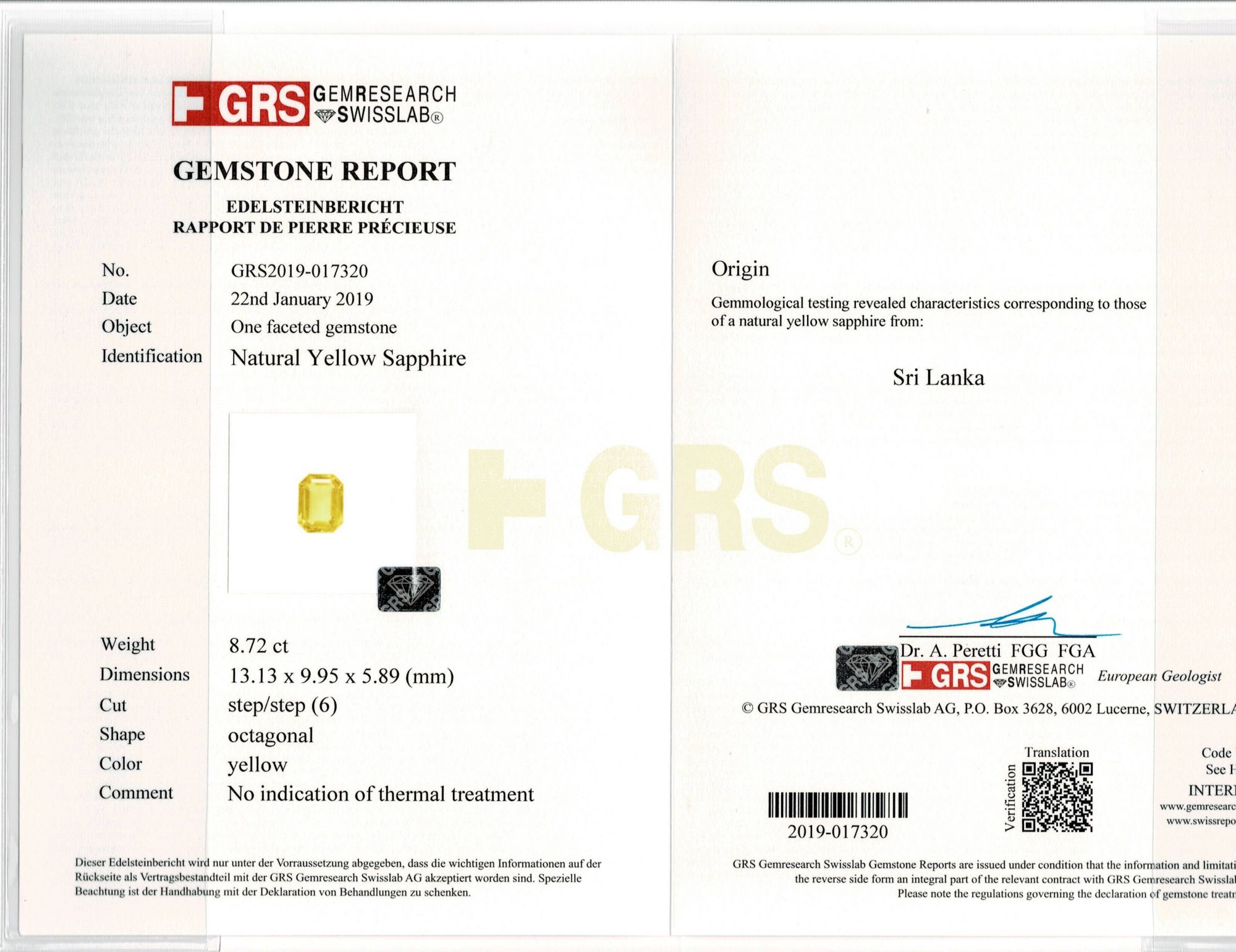 Yellow Sapphire - 8.72 Carat