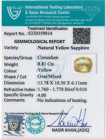 Yellow Sapphire - 8.81 Carat