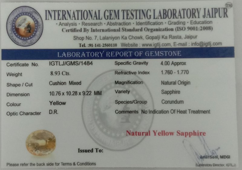 Yellow Sapphire - 8.93 Carat