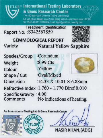 Yellow Sapphire - 8.99 Carat