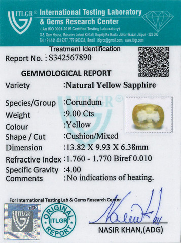 Yellow Sapphire - 9 Carat
