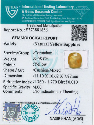 Yellow Sapphire - 9.08 Carat