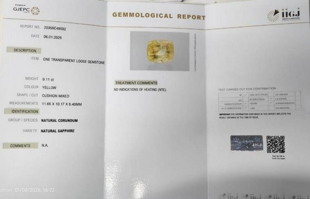 Yellow Sapphire - 9.11 Carat