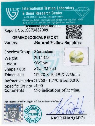 Yellow Sapphire - 9.14 Carat