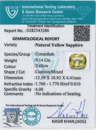 Yellow Sapphire - 9.14 Carat