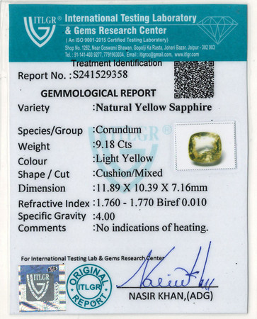 Yellow Sapphire - 9.18 Carat