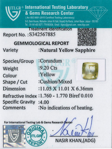 Yellow Sapphire - 9.2 Carat