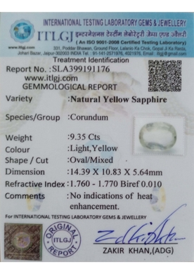 Yellow Sapphire - 9.35 Carat
