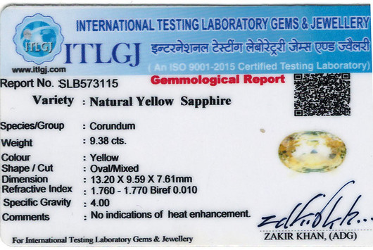 Yellow Sapphire - 9.38 Carat