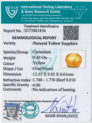 Yellow Sapphire - 9.4 Carat