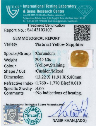 Yellow Sapphire - 9.45 Carat