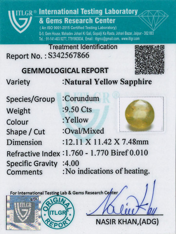 Yellow Sapphire - 9.5 Carat