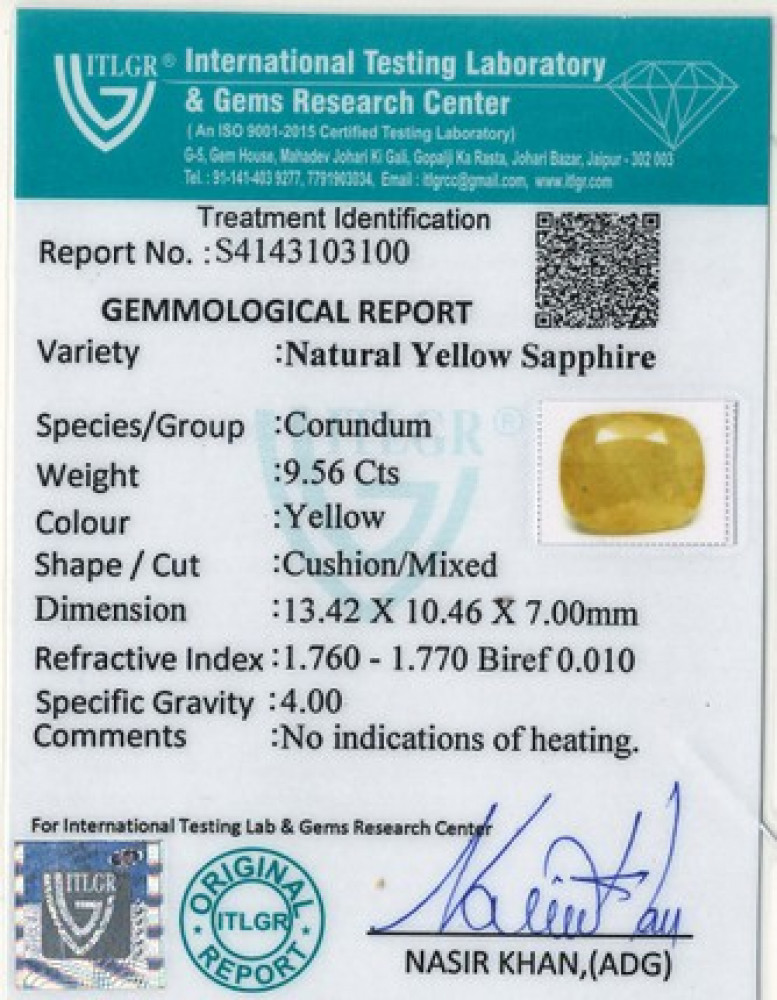 Yellow Sapphire - 9.56 Carat