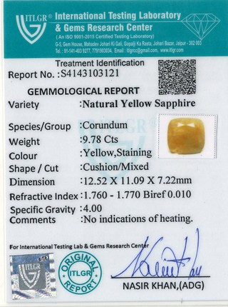 Yellow Sapphire - 9.78 Carat