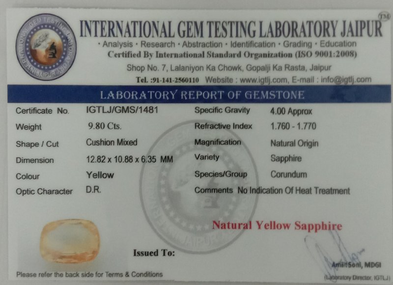 Yellow Sapphire - 9.8 Carat