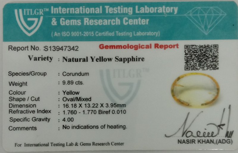 Yellow Sapphire - 9.89 Carat