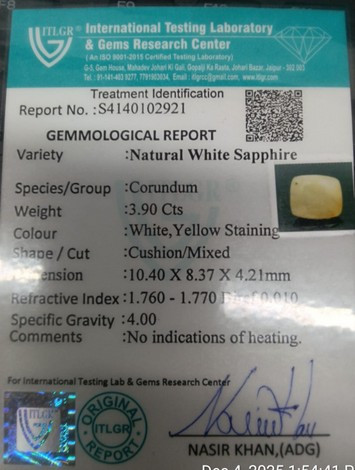 Yellow Sapphire (Pukhraj) - 3.9 Carat