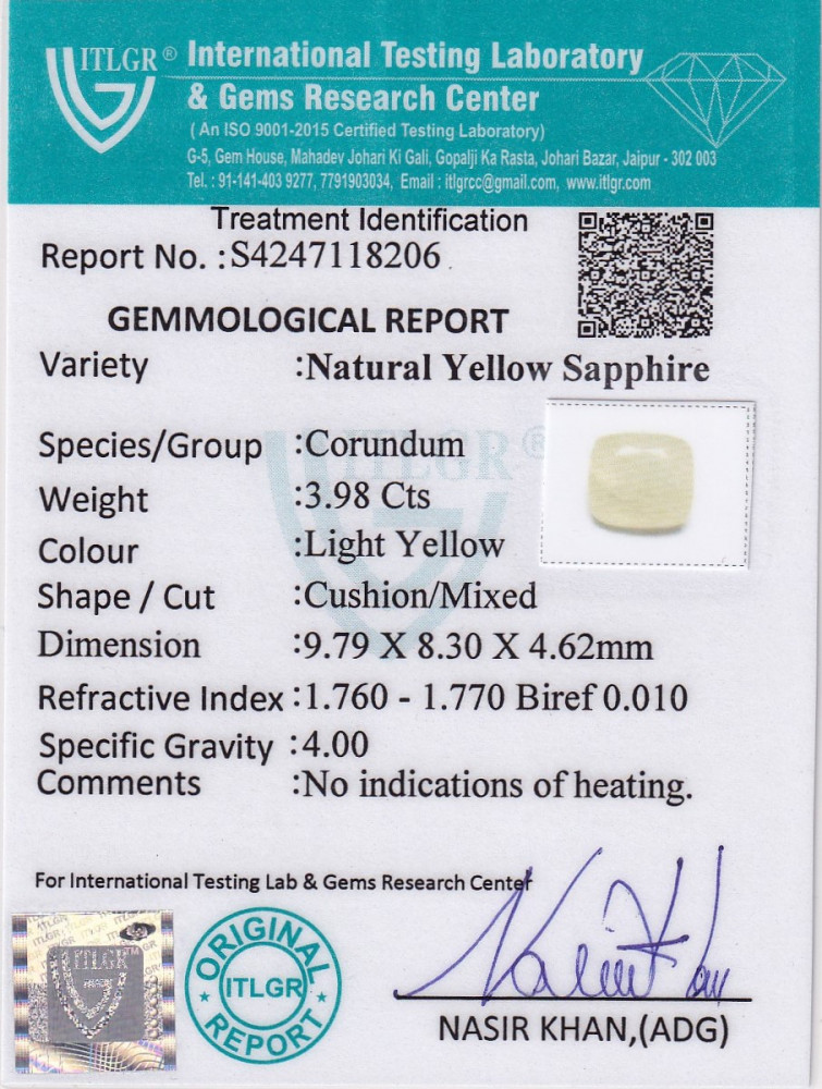 Yellow Sapphire (Pukhraj) - 3.98 Carat