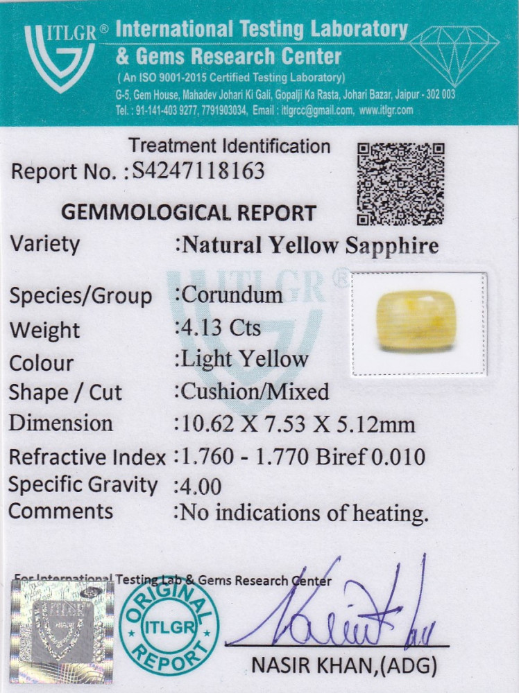 Yellow Sapphire (Pukhraj) - 4.13 Carat