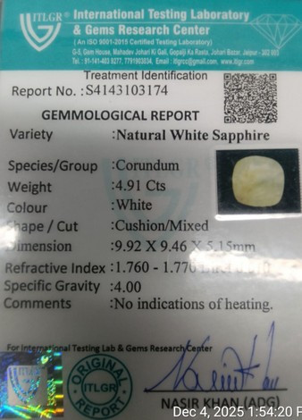 Yellow Sapphire (Pukhraj) - 4.91 Carat
