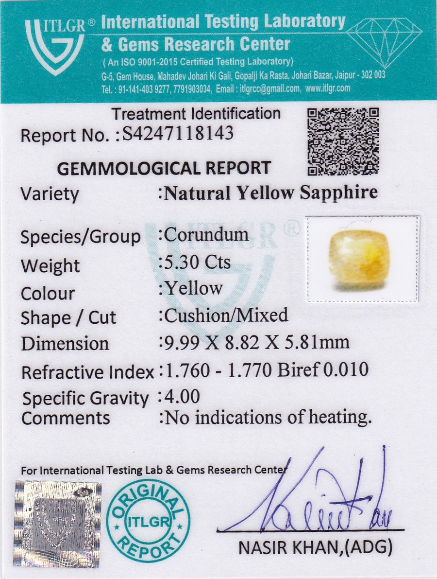 Yellow Sapphire (Pukhraj) - 5.3 Carat