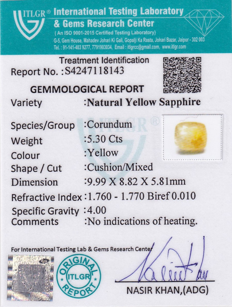 Yellow Sapphire (Pukhraj) - 5.3 Carat