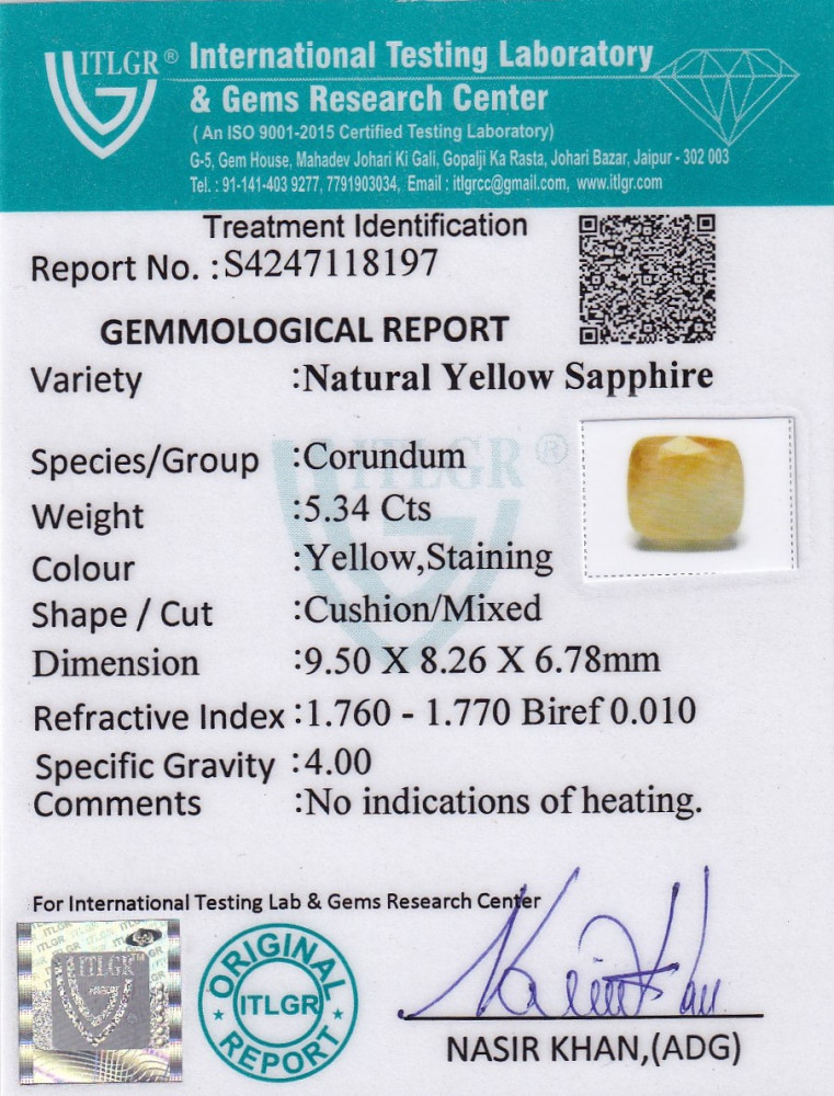 Yellow Sapphire (Pukhraj) - 5.34 Carat