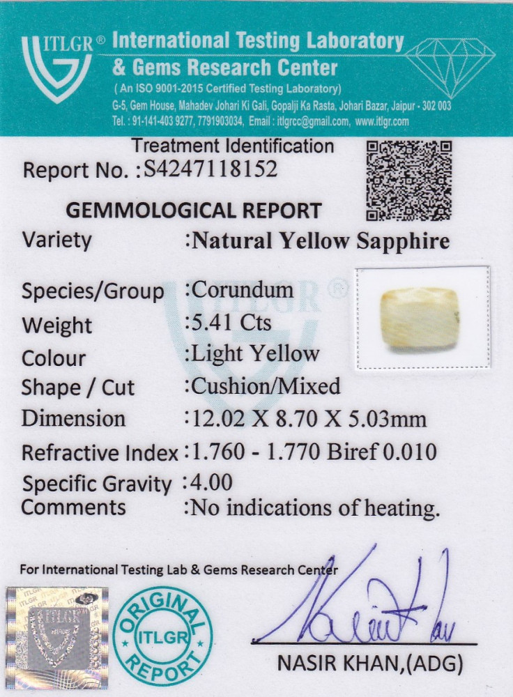 Yellow Sapphire (Pukhraj) - 5.41 Carat